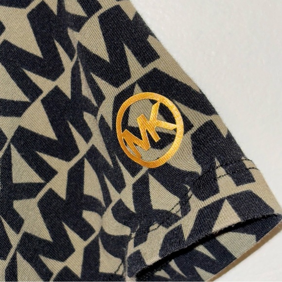 MICHAEL Michael Kors Signature MK Black and Olive Green Ruched Sheath Dress Sz S - Picture 2 of 8